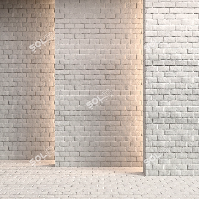 High-Quality White Brick Texture 3D model image 2