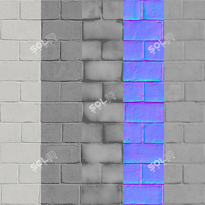 High-Quality White Brick Texture 3D model image 5