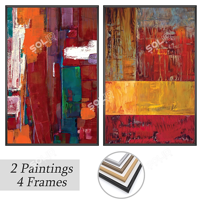 Elegant Wall Art Set with Frame Options (3764) 3D model image 1