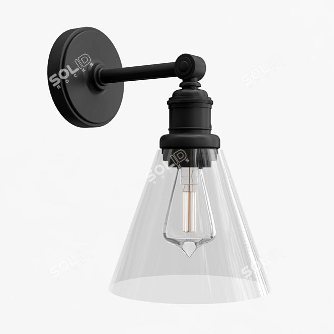 Elegant Flared Glass Sconce 3D model image 1