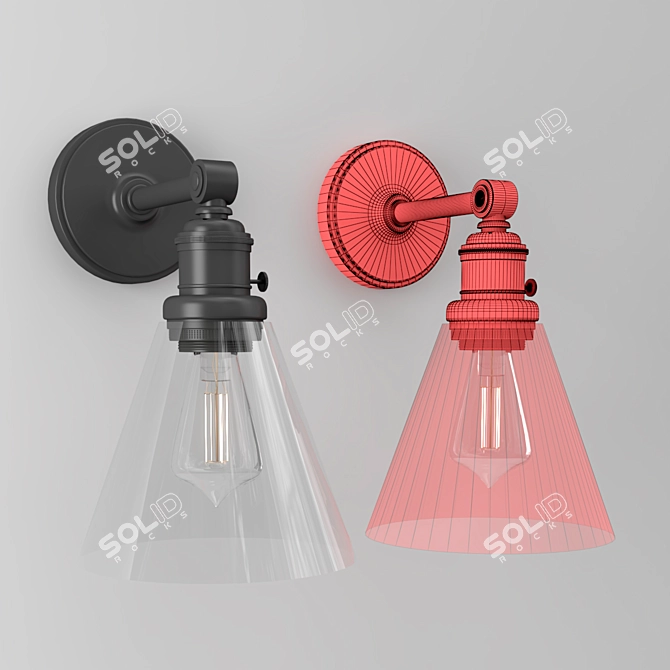 Elegant Flared Glass Sconce 3D model image 2