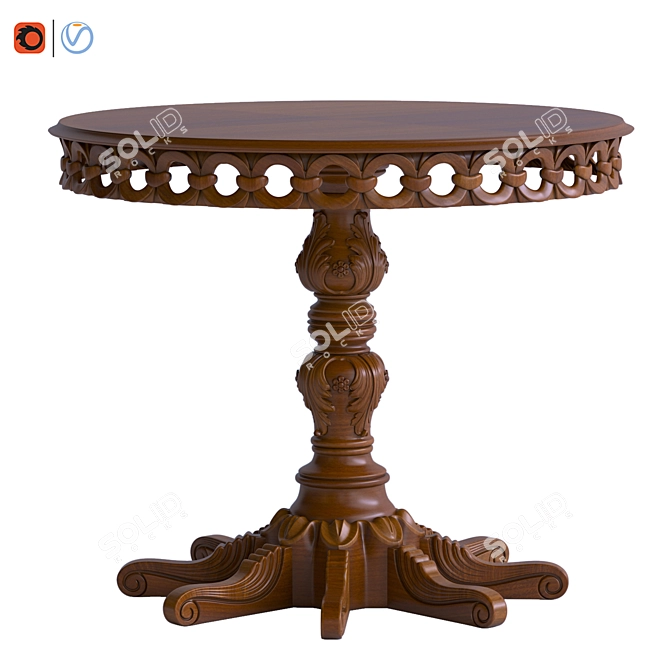 Handcrafted Carved Table 3D model image 1