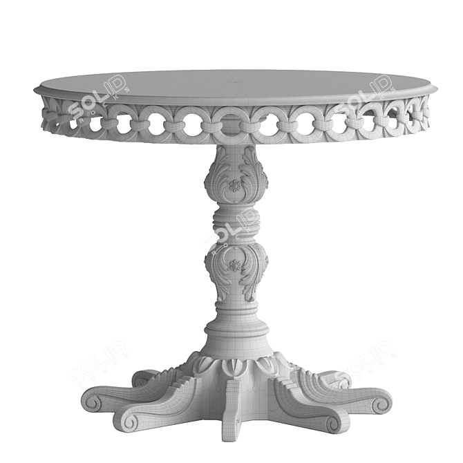 Handcrafted Carved Table 3D model image 4