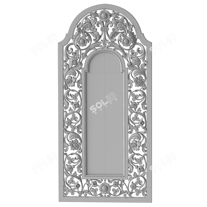 Elegant Carved Wood Mirror 3D model image 5