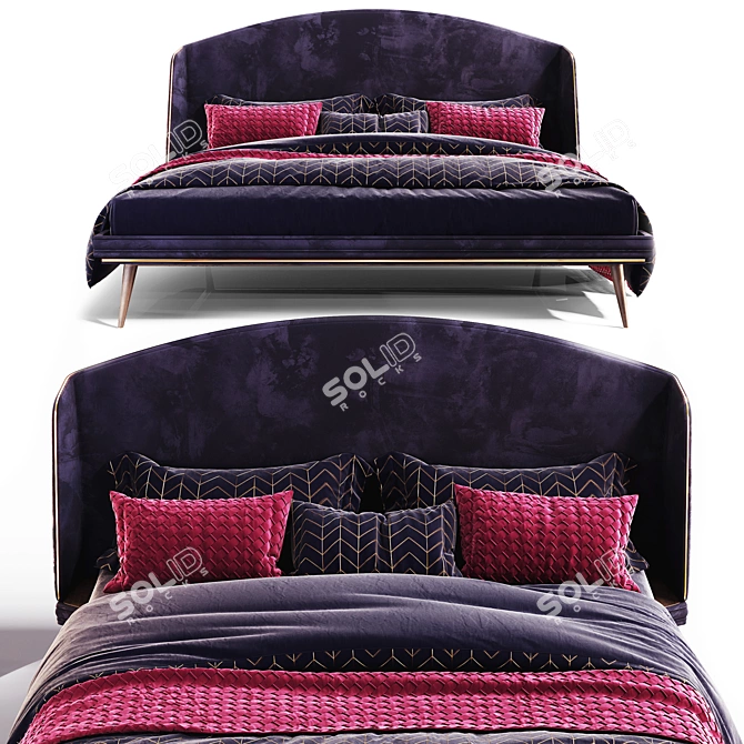 Luxury Linen Bed Set 3D model image 1