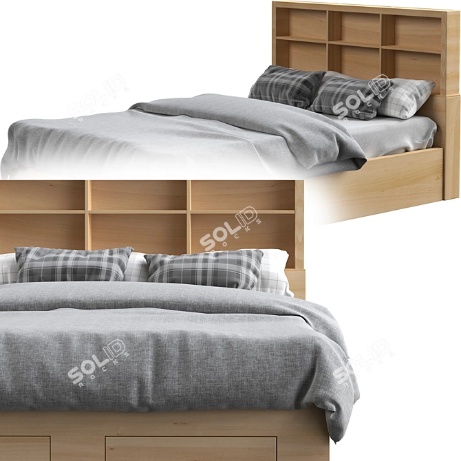 Space-Saving Storage Bed 3D model image 1