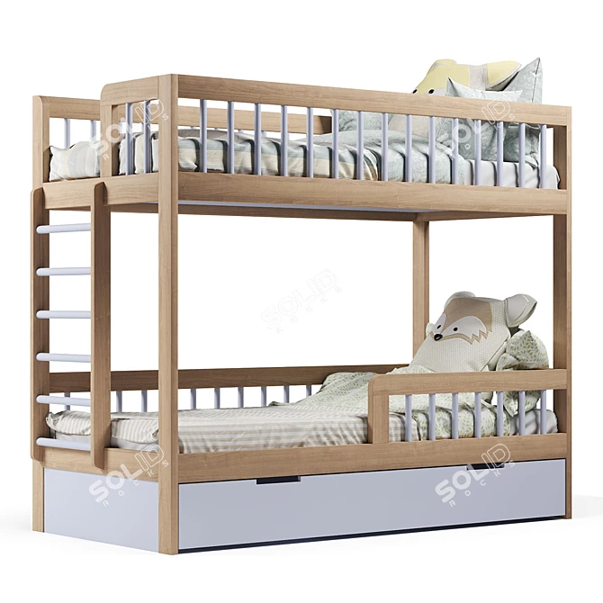 Compact Cozy Two-Tier Bed 3D model image 1