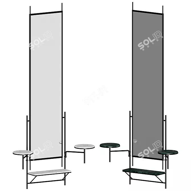 Elegant Mirror with Rotating Shelves - Planner Wall Mirror 3D model image 4