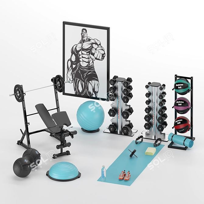 Ultimate Fitness Room Set 3D model image 1