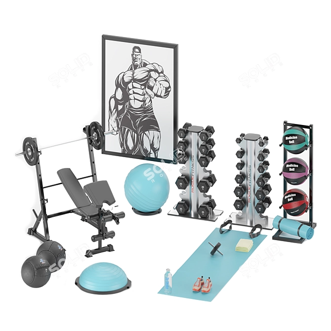 Ultimate Fitness Room Set 3D model image 5