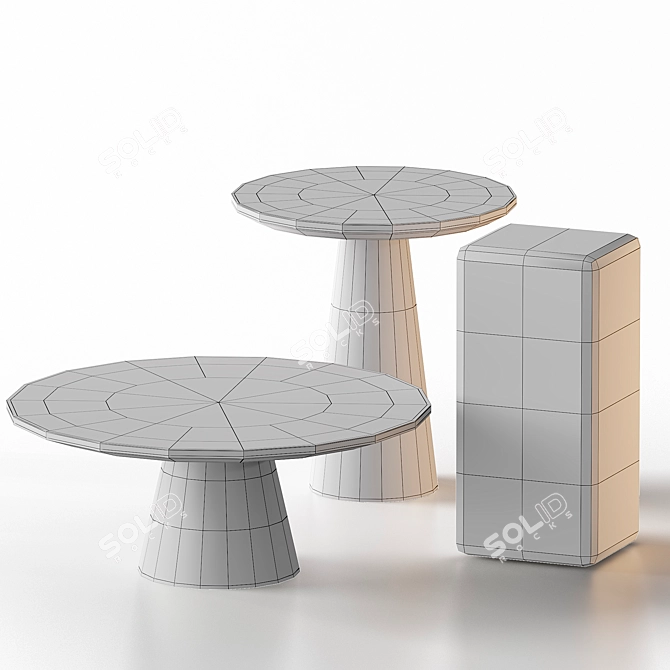 Elegant White Marble Table Set 3D model image 5