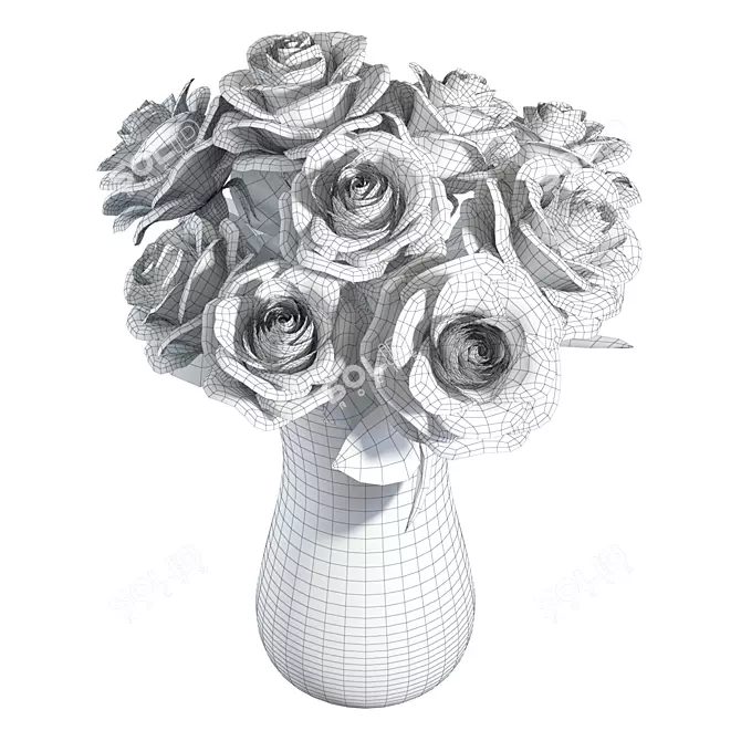 Elegant Pink Roses Bouquet 3D model image 5