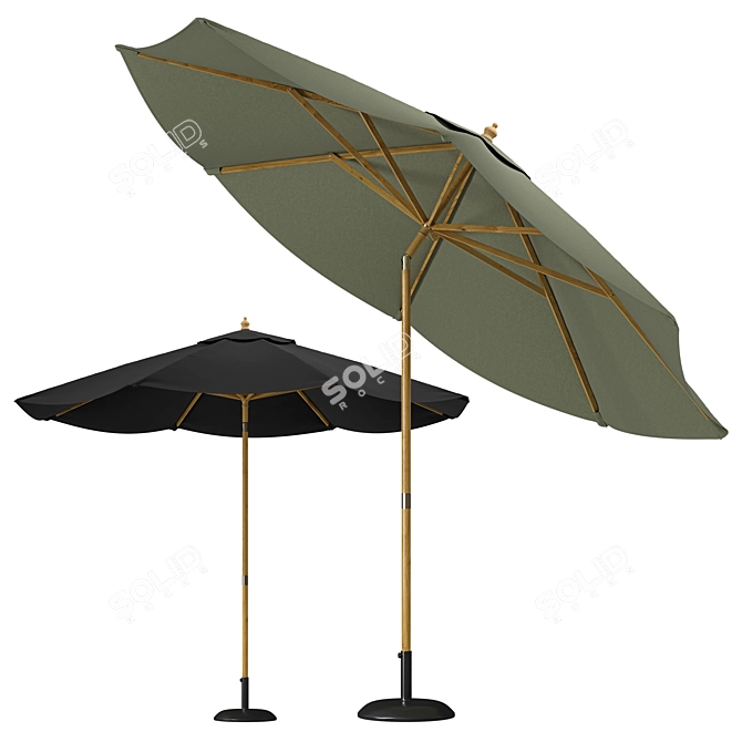 Black & Green Parasol: Stylish Shade Solution 3D model image 1