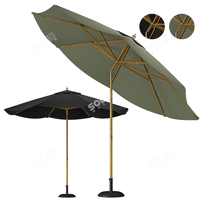 Black & Green Parasol: Stylish Shade Solution 3D model image 4