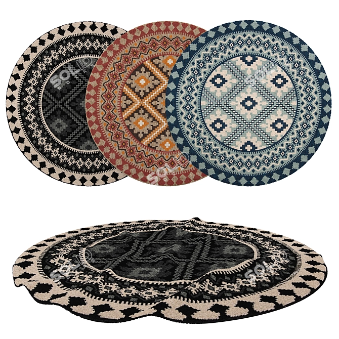 Round Rug Set for Stunning Renders 3D model image 1