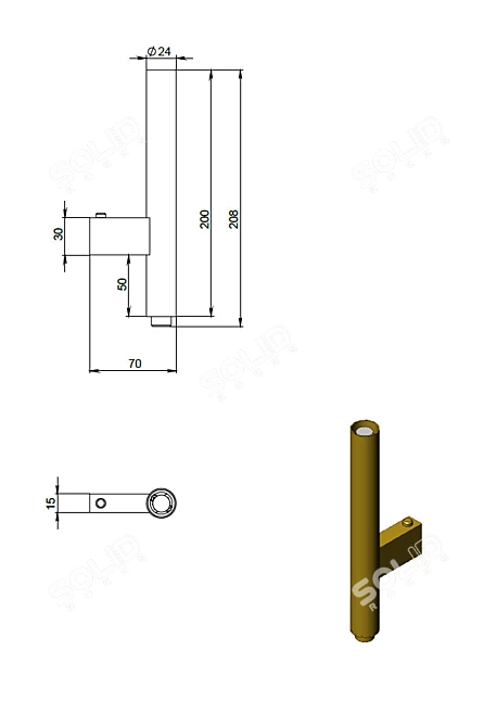 Brass OM Wall Lamp: 26462 3D model image 2