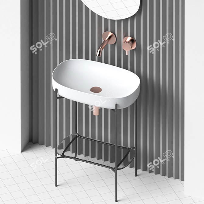 Stylish Bathroom Furniture Set 3D model image 2