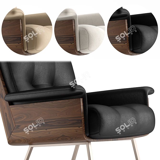 Designer Minotti Daiki Studio Chairs 3D model image 6