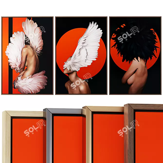 Elegant Harmony: Canvas Painting with Frame 3D model image 1