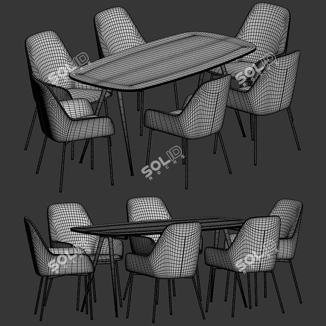 Elegant Dining Set for Versatile Use 3D model image 4