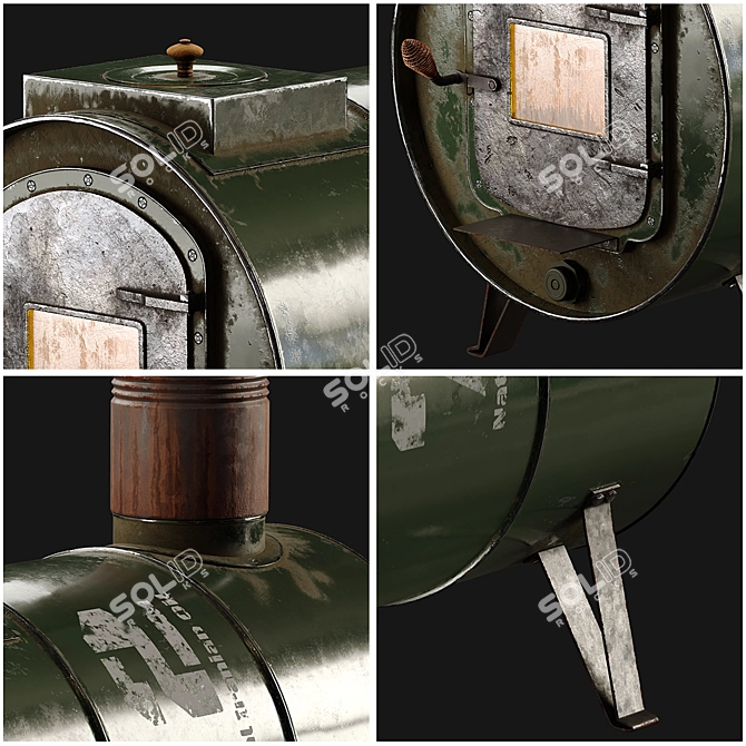 Barrel Stove and Fireplace Pack 3D model image 3