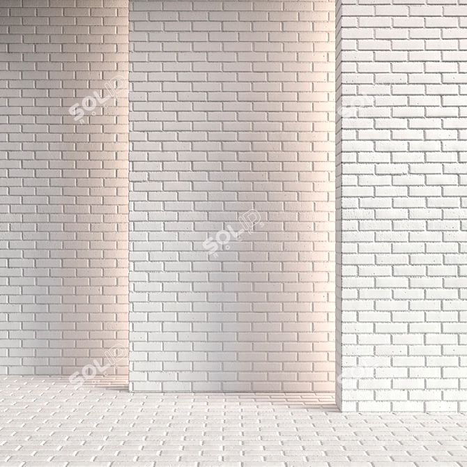 High-Res White Brick Texture 3D model image 2
