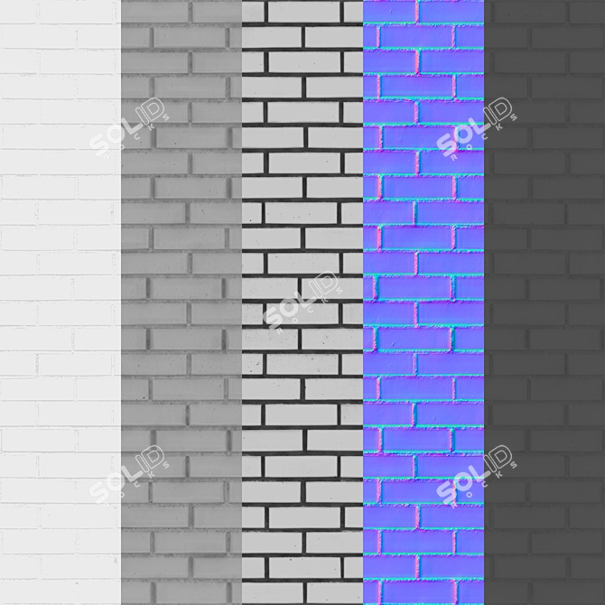 High-Res White Brick Texture 3D model image 6