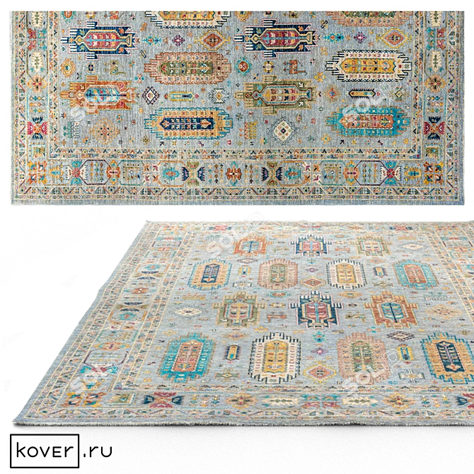 WAZIR GRAY-GRAY Ethnic Rug | Art de Vivre 3D model image 1