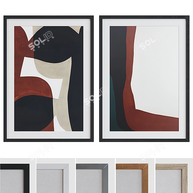 Modern Abstract Picture Frame Set 3D model image 1