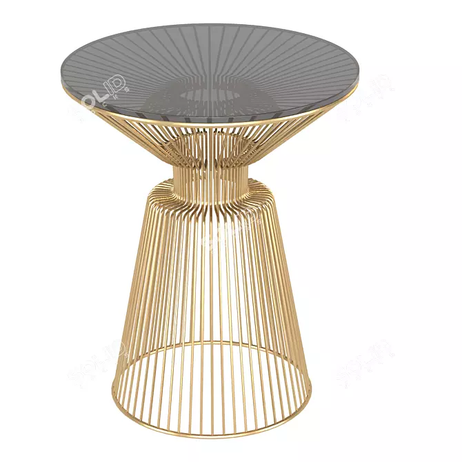 Elegant Gold Glass Side Table 3D model image 1