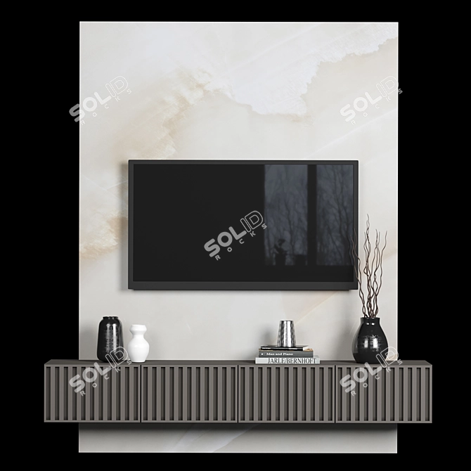 Sleek 8K Marble TV Wall: Customizable & High-Quality 3D model image 1