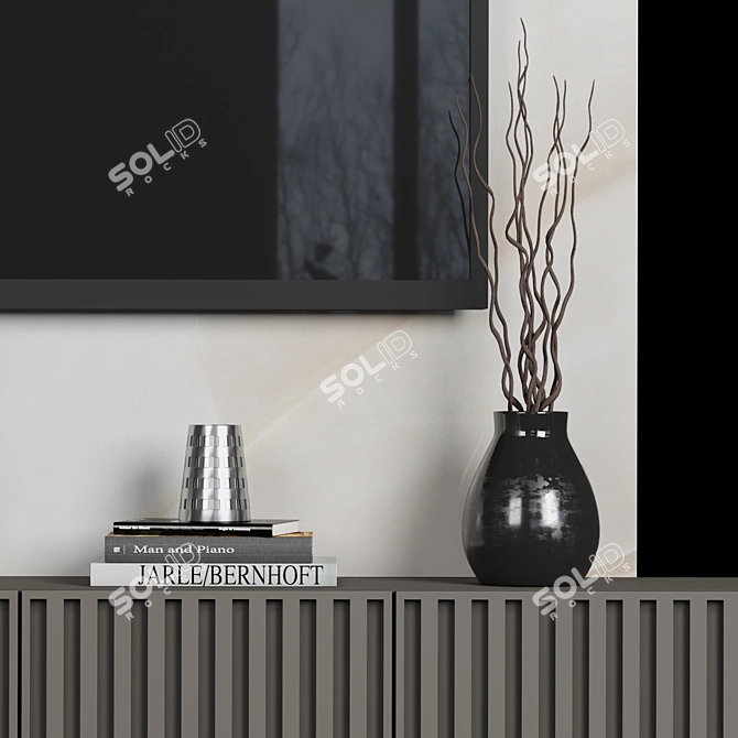 Sleek 8K Marble TV Wall: Customizable & High-Quality 3D model image 2