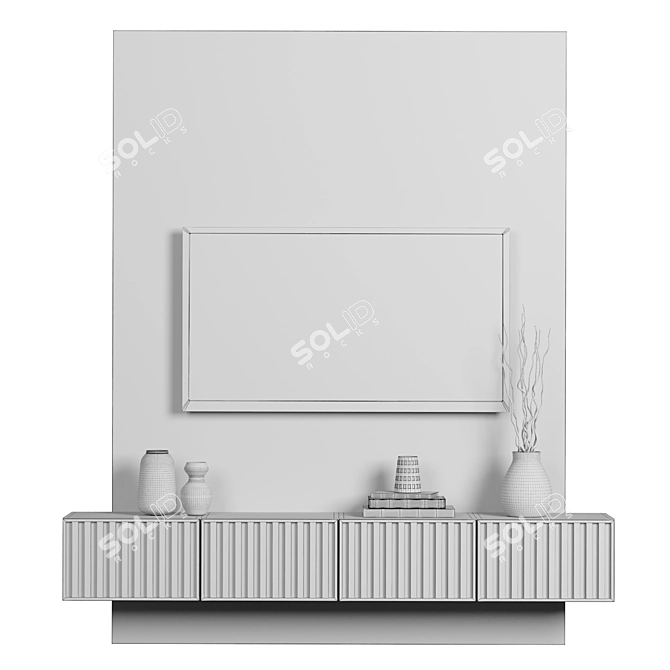 Sleek 8K Marble TV Wall: Customizable & High-Quality 3D model image 4