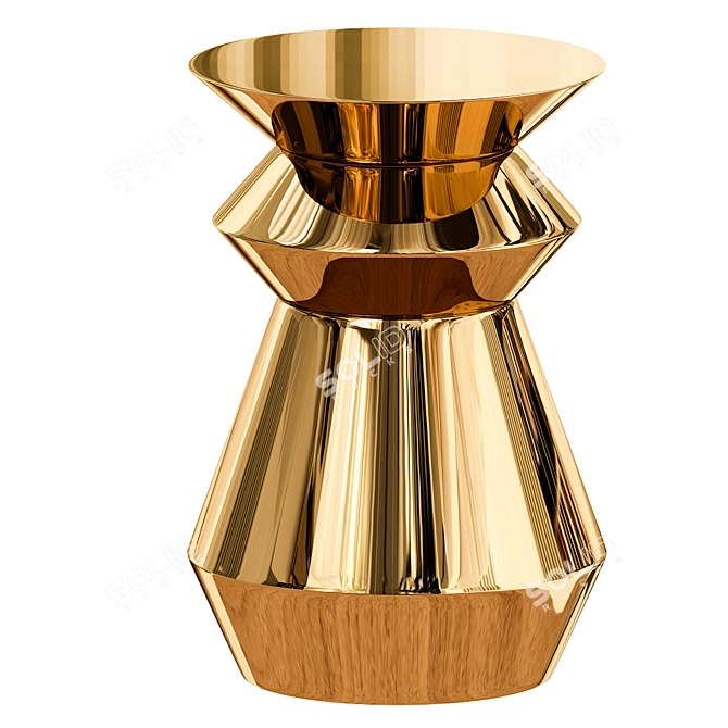 Zeeland Brass Drum Table - Elegant Gold Accent 3D model image 1