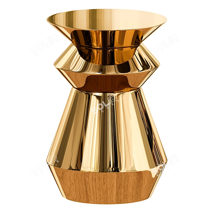 Zeeland Brass Drum Table - Elegant Gold Accent 3D model image 3