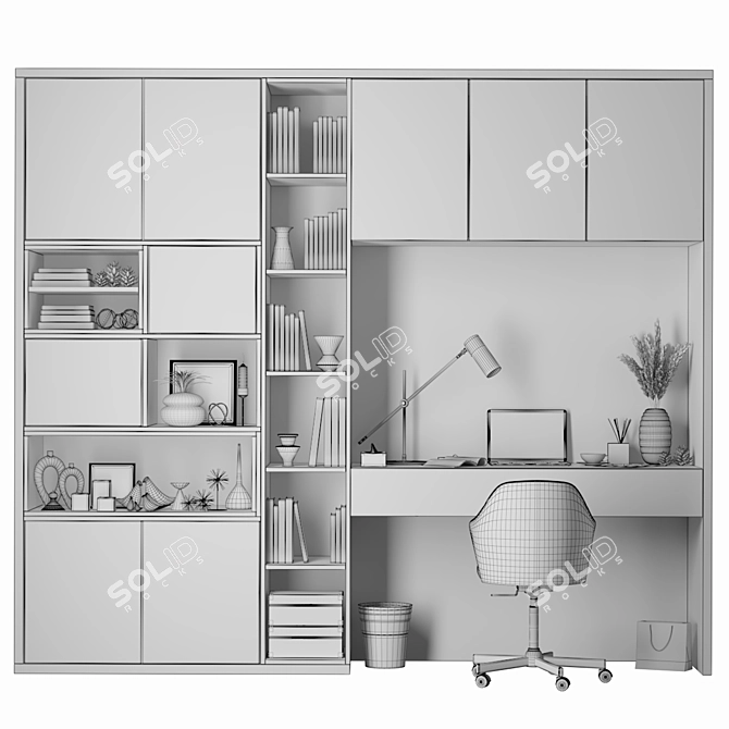Modern Office Workstation 3D model image 4
