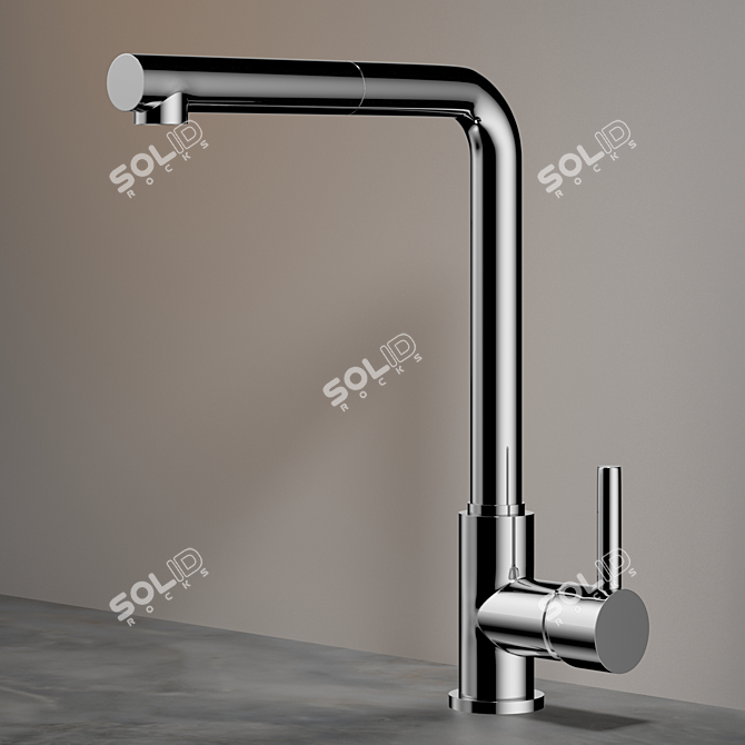 Quadro Brass 269: Kitchen Sink Mixer with Pull-Out Shower 3D model image 2