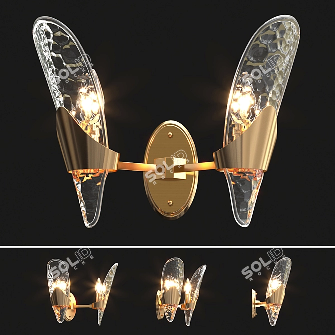 Exquisite Nordic Copper Wall Lamp 3D model image 1