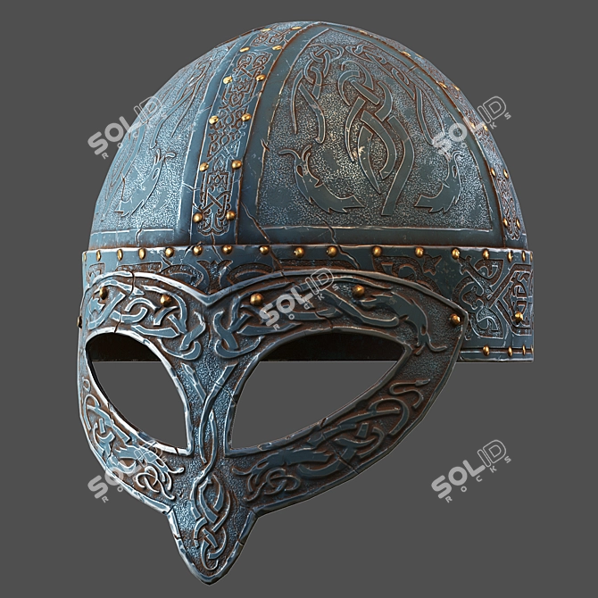 Viking Warrior Stainless Helmet 3D model image 3