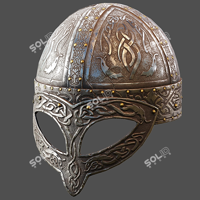 Viking Warrior Stainless Helmet 3D model image 1