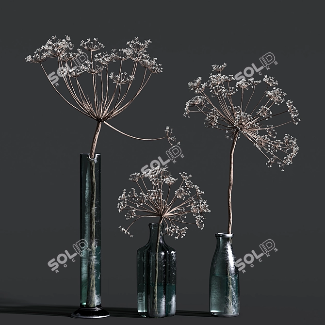 Succulent Serenity: Dry Vase Collection 3D model image 1