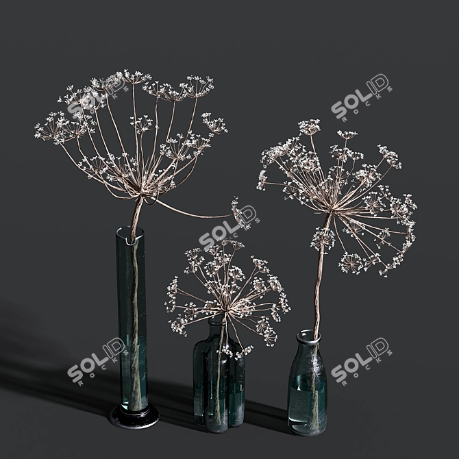 Succulent Serenity: Dry Vase Collection 3D model image 2