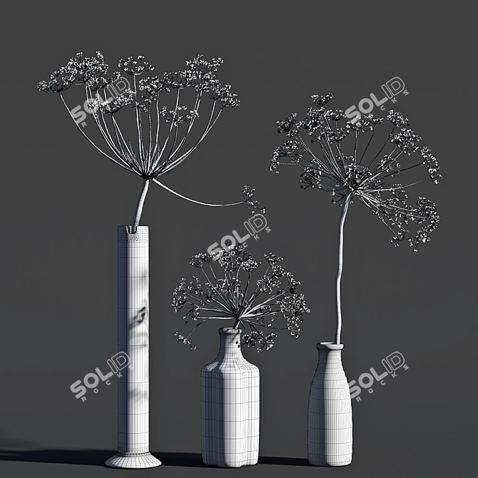 Succulent Serenity: Dry Vase Collection 3D model image 5