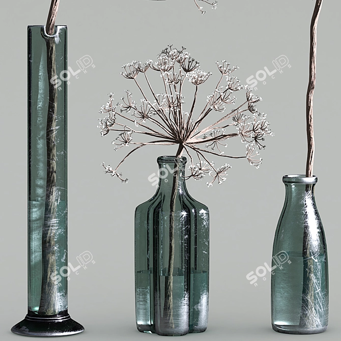 Succulent Serenity: Dry Vase Collection 3D model image 9