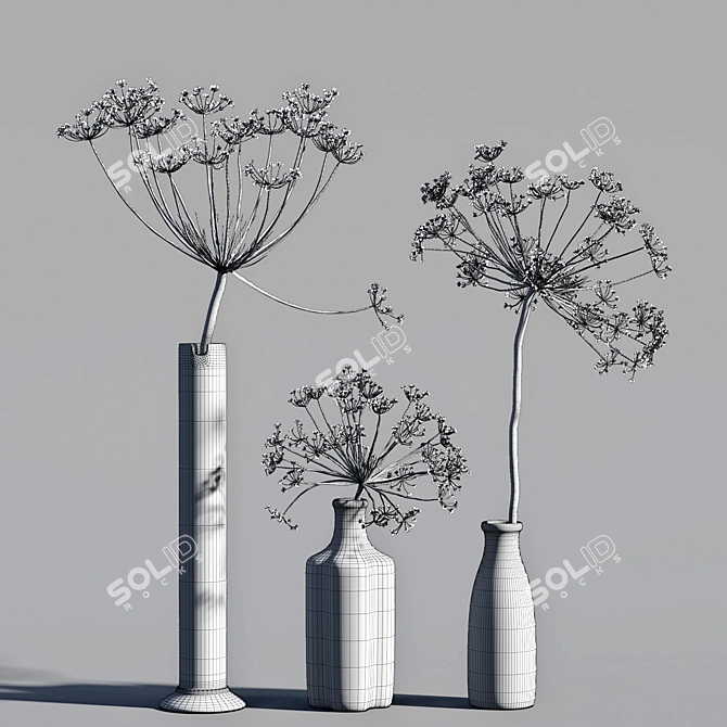 Succulent Serenity: Dry Vase Collection 3D model image 10