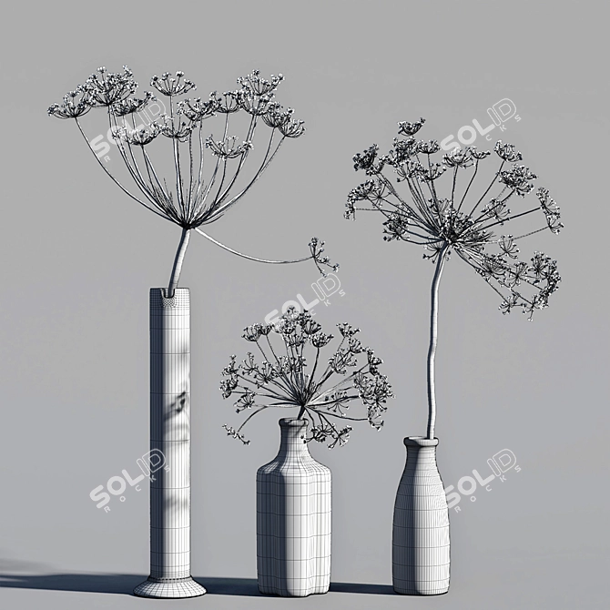 Succulent Serenity: Dry Vase Collection 3D model image 16