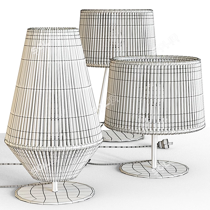 Handmade Wicker Table Lamps 3D model image 7