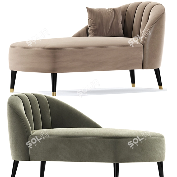 Monroe Jade Velvet Chaise Lounge: Sleek Elegance for Ultimate Comfort 3D model image 1