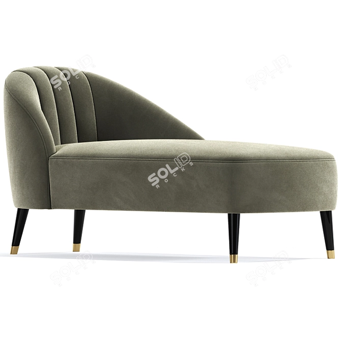 Monroe Jade Velvet Chaise Lounge: Sleek Elegance for Ultimate Comfort 3D model image 3