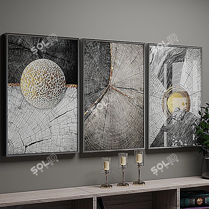 Elegant Frame Set: 5 Colors, 60x90 cm 3D model image 3